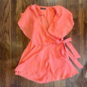 SHEIN wrap romper with cutout back size medium